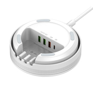 LDNIO σταθμός φόρτισης AW003, USB-C/3x USB/wireless, 32W, PD/QC, λευκός | Αξεσουάρ κινητών | elabstore.gr