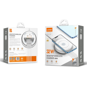 LDNIO σταθμός φόρτισης AW003, USB-C/3x USB/wireless, 32W, PD/QC, λευκός | Αξεσουάρ κινητών | elabstore.gr