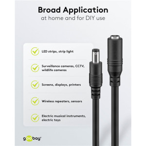 GOOBAY καλώδιο προέκτασης τροφοδοσίας 71400, 5.5x2.1mm, 10m, μαύρο | eLabstore.gr