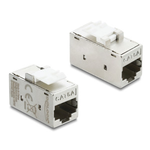 DELOCK Keystone module RJ45 90989, θηλυκό σε θηλυκό, Cat 6A STP, ασημί | Εξοπλισμός IT | elabstore.gr