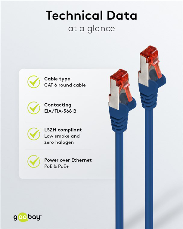 GOOBAY καλώδιο δικτύου 93211, CAT 6 S/FTP, copper, 250MHz, 0.25m, μπλε | eLabstore.gr GOOBAY καλώδιο δικτύου 93211, CAT 6 S/FTP, copper, 250MHz, 0.25m, μπλε - Image 6