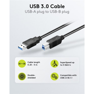 GOOBAY καλώδιο USB 3.0 σε USB Type B 95719, 1m, 5Gbps, μαύρο | Καλώδια - Αντάπτορες | elabstore.gr