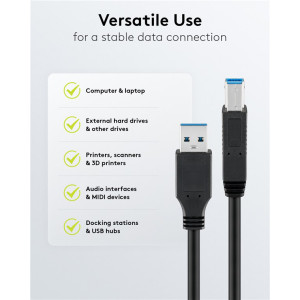 GOOBAY καλώδιο USB 3.0 σε USB Type B 95719, 1m, 5Gbps, μαύρο | Καλώδια - Αντάπτορες | elabstore.gr