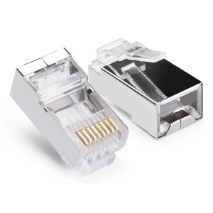 POWERTECH βύσμα RJ45 CAB-N448, ανοιχτού τύπου, Cat 6/6a FTP, μεταλλικό, ασημί, 50τμχ | Καλώδια - Αντάπτορες | elabstore.gr
