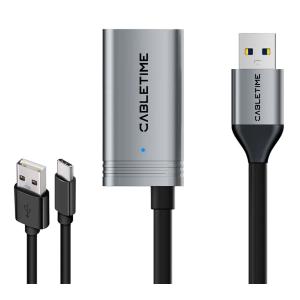CABLETIME καλώδιο προέκτασης USB CT-AMAFA3, active, 5Gbps, 5m, μαύρο | Καλώδια - Αντάπτορες | elabstore.gr
