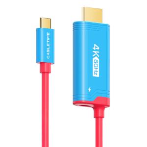 CABLETIME καλώδιο USB-C σε HDMI CT-CMHD4P, 4K/60Hz, PD100W, 2m, κόκκινο | Καλώδια - Αντάπτορες | elabstore.gr