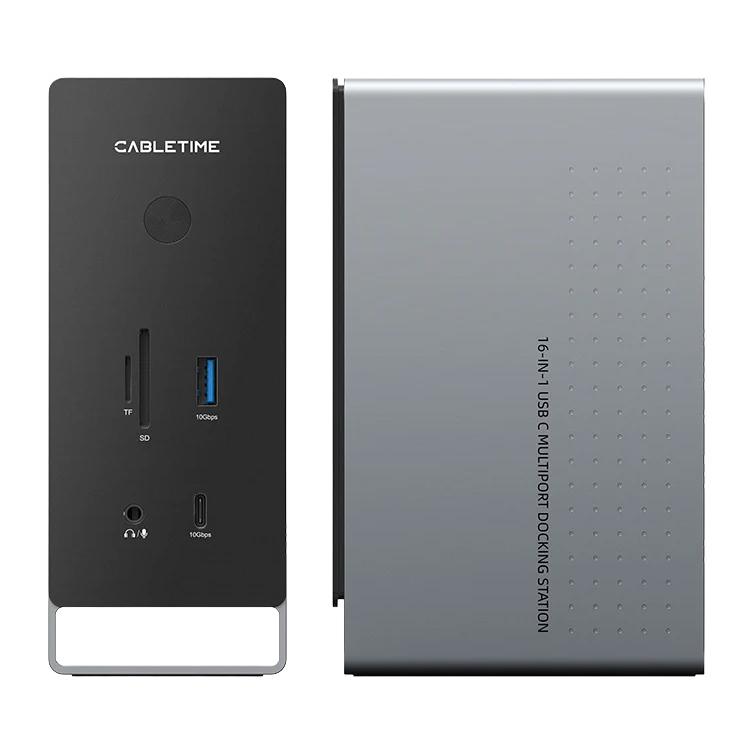 CABLETIME docking station CT-DK181-AG, 16 θυρών, USB-C σύνδεση, 100W PD, 1000Mbps, MST, γκρι | eLabstore.gr CABLETIME docking station CT-DK181-AG, 16 θυρών, USB-C σύνδεση, 100W PD, 1000Mbps, MST, γκρι | Συνοδευτικά PC | elabstore.gr