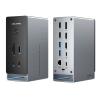 CABLETIME docking station CT-DK181-AG, 16 θυρών, USB-C σύνδεση, 100W PD, 1000Mbps, MST, γκρι | Συνοδευτικά PC | elabstore.gr