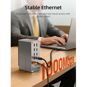 CABLETIME docking station CT-DK181-AG, 16 θυρών, USB-C σύνδεση, 100W PD, 1000Mbps, MST, γκρι | eLabstore.gr CABLETIME docking station CT-DK181-AG, 16 θυρών, USB-C σύνδεση, 100W PD, 1000Mbps, MST, γκρι | Συνοδευτικά PC | elabstore.gr