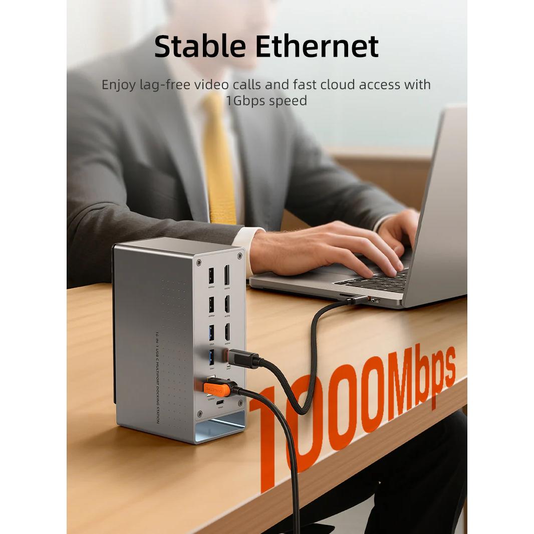 CABLETIME docking station CT-DK181-AG, 16 θυρών, USB-C σύνδεση, 100W PD, 1000Mbps, MST, γκρι | eLabstore.gr CABLETIME docking station CT-DK181-AG, 16 θυρών, USB-C σύνδεση, 100W PD, 1000Mbps, MST, γκρι | Συνοδευτικά PC | elabstore.gr