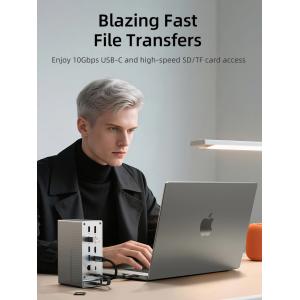 CABLETIME docking station CT-DK181-AG, 16 θυρών, USB-C σύνδεση, 100W PD, 1000Mbps, MST, γκρι | eLabstore.gr CABLETIME docking station CT-DK181-AG, 16 θυρών, USB-C σύνδεση, 100W PD, 1000Mbps, MST, γκρι | eLabstore.gr