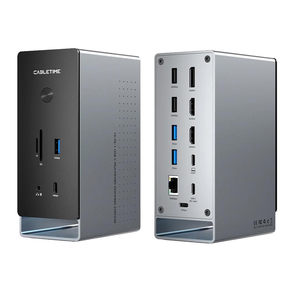 CABLETIME docking station CT-DK181-AG, 16 θυρών, USB-C σύνδεση, 100W PD, 1000Mbps, MST, γκρι | eLabstore.gr CABLETIME docking station CT-DK181-AG, 16 θυρών, USB-C σύνδεση, 100W PD, 1000Mbps, MST, γκρι | Συνοδευτικά PC | elabstore.gr