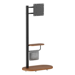 BRATECK βάση τηλεόρασης δαπέδου FS54-22T-02W, 17-43", έως 15kg, με ράφι & ροδάκια, μαύρη | Εικόνα & Ήχος | elabstore.gr
