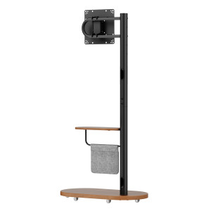 BRATECK βάση τηλεόρασης δαπέδου FS54-22T-02W, 17-43", έως 15kg, με ράφι & ροδάκια, μαύρη | Εικόνα & Ήχος | elabstore.gr