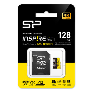 SILICON POWER κάρτα μνήμης microSDXC Inspire, 128GB, UHS-I U3 A1 V30 | Συνοδευτικά PC | elabstore.gr