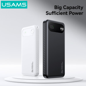 USAMS power bank CD249 με οθόνη, 3x θύρες εξόδου, 10000mAh, PD20W, λευκό | Αξεσουάρ κινητών | elabstore.gr