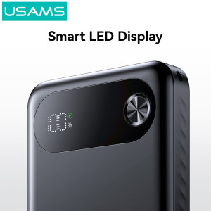 USAMS power bank CD249 με οθόνη, 3x θύρες εξόδου, 10000mAh, PD20W, λευκό | Αξεσουάρ κινητών | elabstore.gr