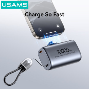 USAMS power bank CD252 με stand, 2x θύρες εξόδου, 10000mAh, 20W, γκρι | Αξεσουάρ κινητών | elabstore.gr