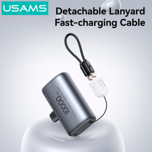 USAMS power bank CD252 με stand, 2x θύρες εξόδου, 10000mAh, 20W, γκρι | Αξεσουάρ κινητών | elabstore.gr