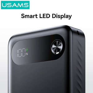 USAMS power bank CD251 με οθόνη, 3x θύρες εξόδου, 20000mAh, PD20W, μαύρο | Αξεσουάρ κινητών | elabstore.gr