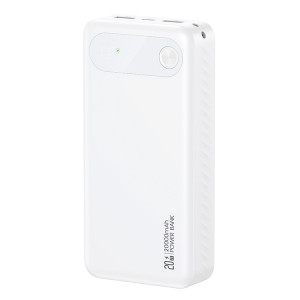 USAMS power bank CD251 με οθόνη, 3x θύρες εξόδου, 20000mAh, PD20W, λευκό | Αξεσουάρ κινητών | elabstore.gr