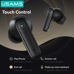 USAMS earphones με θήκη φόρτισης E05, True Wireless, BT 6.0, λευκό | eLabstore.gr