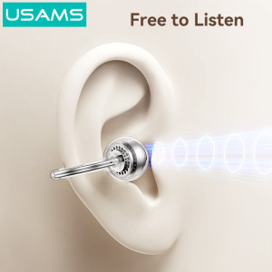 USAMS earphones με θήκη φόρτισης Echo R02, OWS, Φ11mm, 50/300mAh, μαύρα | Αξεσουάρ κινητών | elabstore.gr