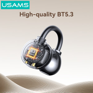 USAMS earphones με θήκη φόρτισης Echo R02, OWS, Φ11mm, 50/300mAh, μαύρα | eLabstore.gr