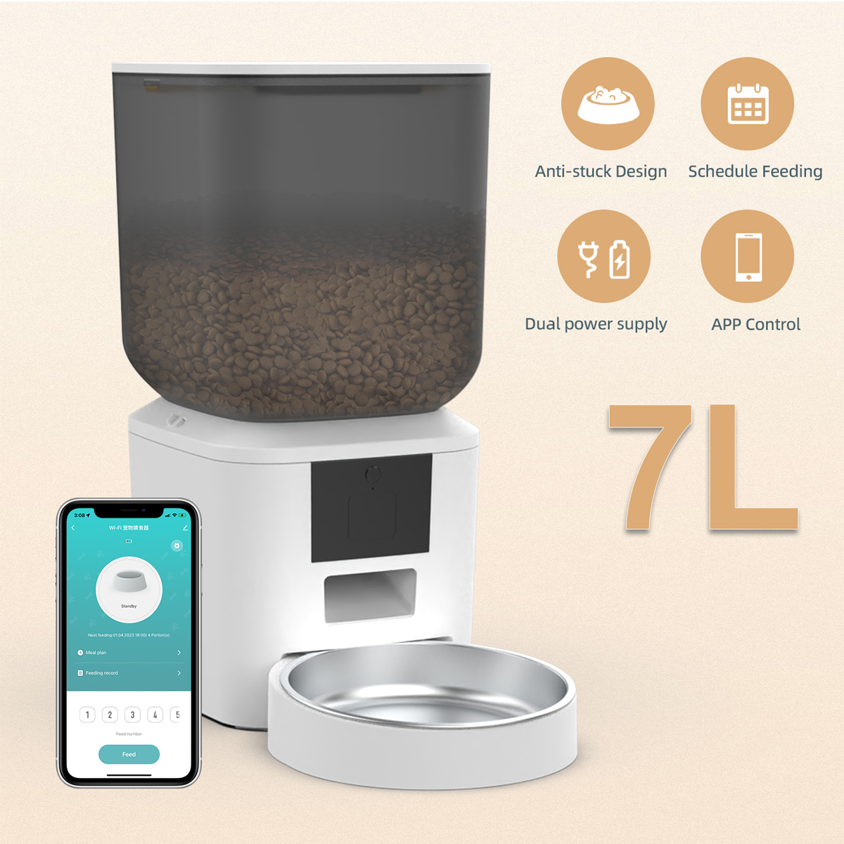 BRUNO smart ταΐστρα κατοικίδιων BRN-0269, 7L, WiFi, λευκή | eLabstore.gr BRUNO smart ταΐστρα κατοικίδιων BRN-0269, 7L, WiFi, λευκή | Οικιακός εξοπλισμός | elabstore.gr