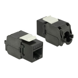 POWERTECH keystone module RJ45 female CAB-N450, Cat.6Α UTP 180°, μαύρο | Εξοπλισμός IT | elabstore.gr
