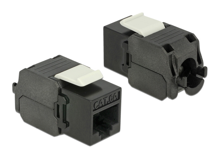 POWERTECH keystone module RJ45 female CAB-N450, Cat.6Α UTP 180°, μαύρο | Εξοπλισμός IT | elabstore.gr
