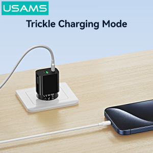USAMS φορτιστής τοίχου CC317, USB & USB-C, 33W, GaN, μαύρος | Αξεσουάρ κινητών | elabstore.gr