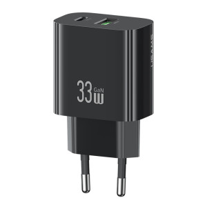 USAMS φορτιστής τοίχου CC317, USB & USB-C, 33W, GaN, μαύρος | Αξεσουάρ κινητών | elabstore.gr
