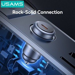 USAMS φορτιστής αυτοκινήτου CC321, USB-C, 30W, γκρι | Αξεσουάρ κινητών | elabstore.gr