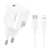 USAMS φορτιστής τοίχου CC262 με καλώδιο Lightning, 30W, GaN, λευκός | Αξεσουάρ κινητών | elabstore.gr