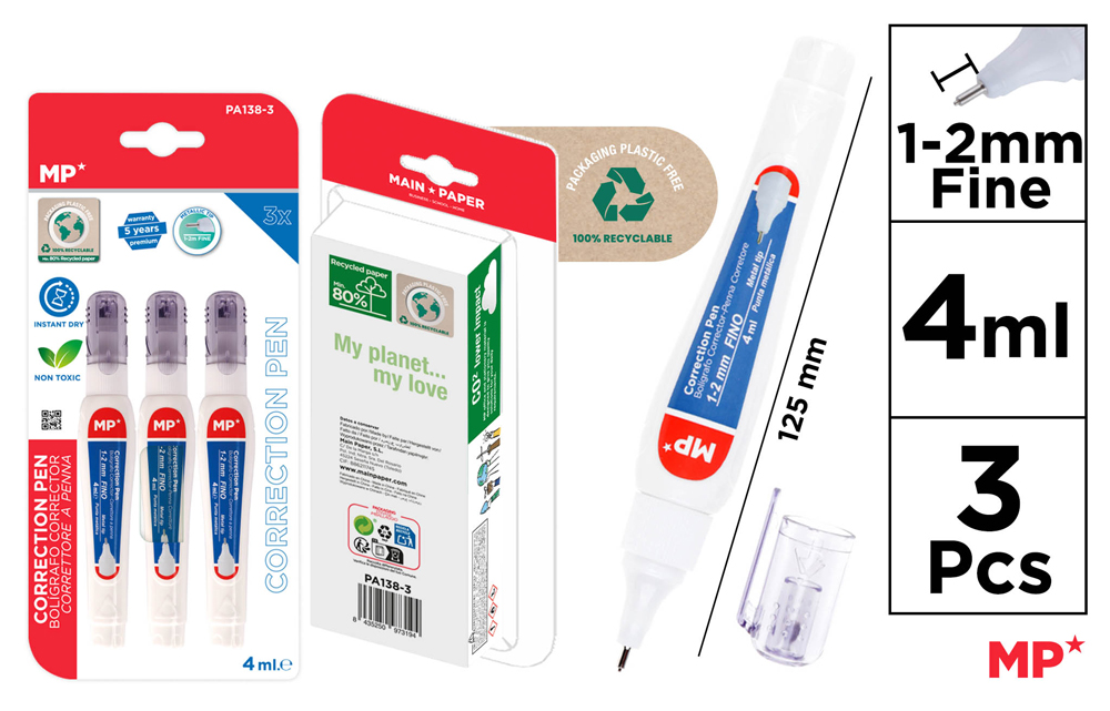 MP σετ διορθωτικό στυλό PA138-3C, 1-2mm, 4ml, 3τμχ | eLabstore.gr MP σετ διορθωτικό στυλό PA138-3C, 1-2mm, 4ml, 3τμχ | Αναλώσιμα - Είδη Γραφείου | elabstore.gr