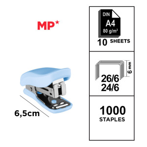 MP mini συρραπτικό PA636P με ανταλλακτικά, 24/6 - 26/6, 10 φύλλα, μπλε | Αναλώσιμα - Είδη Γραφείου | elabstore.gr