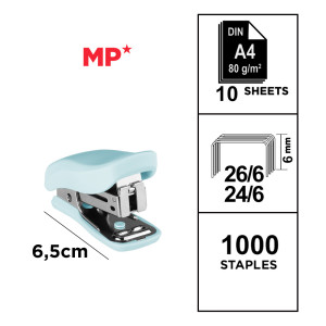 MP mini συρραπτικό PA636P με ανταλλακτικά, 24/6 - 26/6, 10 φύλλα, γαλάζιο | Αναλώσιμα - Είδη Γραφείου | elabstore.gr