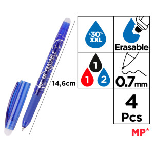 MP σετ στυλό διαρκείας PE217-4, erasable, 0.7mm, διάφορα χρώματα, 4τμχ | Αναλώσιμα - Είδη Γραφείου | elabstore.gr