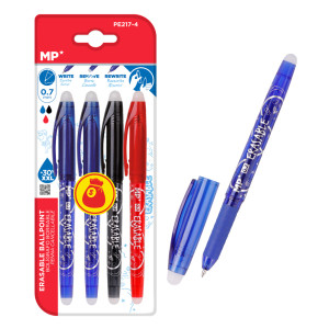 MP σετ στυλό διαρκείας PE217-4, erasable, 0.7mm, διάφορα χρώματα, 4τμχ | Αναλώσιμα - Είδη Γραφείου | elabstore.gr