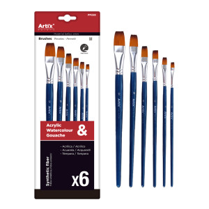 ARTIX PAINTS σετ πινέλων ζωγραφικής PP228, μπλε, 6τμχ | Αναλώσιμα - Είδη Γραφείου | elabstore.gr