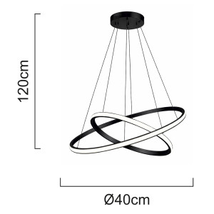 POWERTECH LED φωτιστικό οροφής PT-1525, 25W, 4000K, Φ40x120cm, μαύρο | Φωτισμός | elabstore.gr