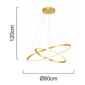 POWERTECH LED φωτιστικό οροφής PT-1530, 60W, 4000K, Φ80x120cm, χρυσό | Φωτισμός | elabstore.gr