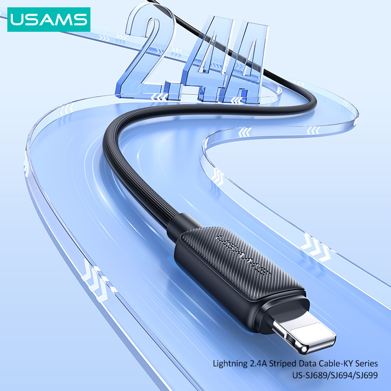 USAMS καλώδιο Lightning σε USB US-SJ694, 2.4A, 480Mbps, 2m, μαύρο | eLabstore.gr USAMS καλώδιο Lightning σε USB US-SJ694, 2.4A, 480Mbps, 2m, μαύρο | Καλώδια - Αντάπτορες | elabstore.gr