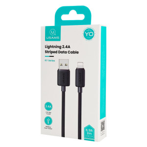 USAMS καλώδιο Lightning σε USB US-SJ694, 2.4A, 480Mbps, 2m, μαύρο | eLabstore.gr USAMS καλώδιο Lightning σε USB US-SJ694, 2.4A, 480Mbps, 2m, μαύρο | eLabstore.gr