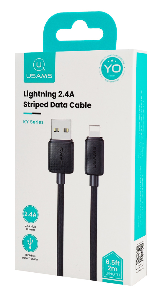 USAMS καλώδιο Lightning σε USB US-SJ694, 2.4A, 480Mbps, 2m, μαύρο | eLabstore.gr USAMS καλώδιο Lightning σε USB US-SJ694, 2.4A, 480Mbps, 2m, μαύρο - Image 6