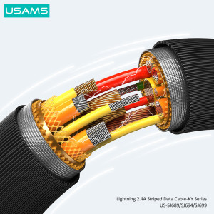 USAMS καλώδιο Lightning σε USB US-SJ694, 2.4A, 480Mbps, 2m, λευκό | Καλώδια - Αντάπτορες | elabstore.gr