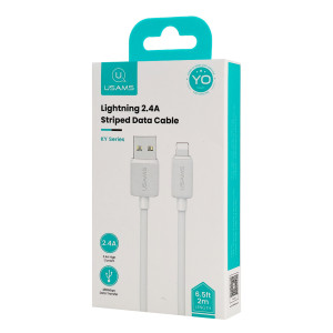 USAMS καλώδιο Lightning σε USB US-SJ694, 2.4A, 480Mbps, 2m, λευκό | eLabstore.gr
