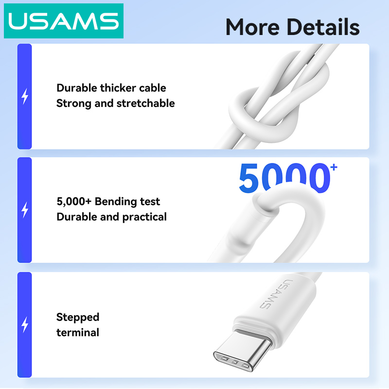 USAMS καλώδιο USB-C SJ763, 60W, 480Mbps, 1m, λευκό | eLabstore.gr USAMS καλώδιο USB-C SJ763, 60W, 480Mbps, 1m, λευκό | Καλώδια - Αντάπτορες | elabstore.gr