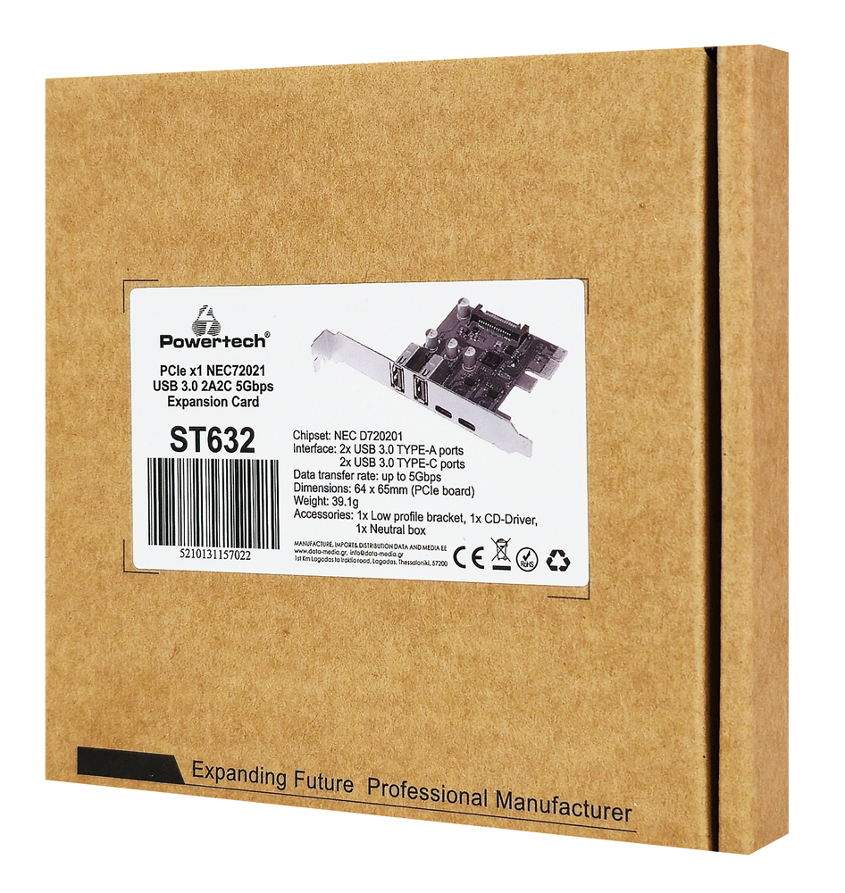 POWERTECH κάρτα επέκτασης PCIe σε 2x USB & 2x USB-C ST632, 5Gbps, NEC D720201 | eLabstore.gr POWERTECH κάρτα επέκτασης PCIe σε 2x USB & 2x USB-C ST632, 5Gbps, NEC D720201 | PC & Αναβάθμιση | elabstore.gr